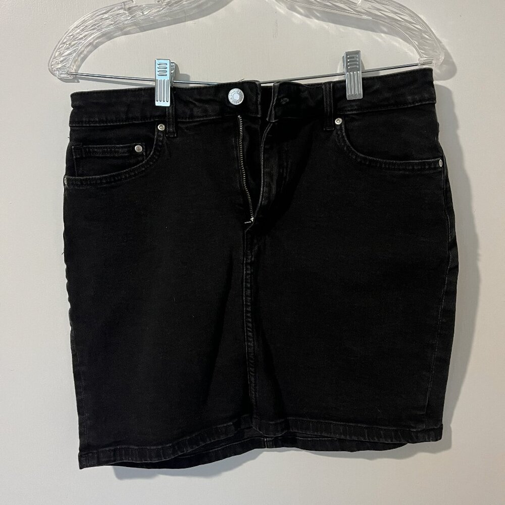 Black Denim Mini Skirt
